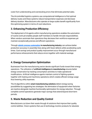Cost Cutting with AI Agents in Manufacturing | Bluebash | PDF