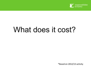 What does it cost?

*Based on 2012/13 activity

 