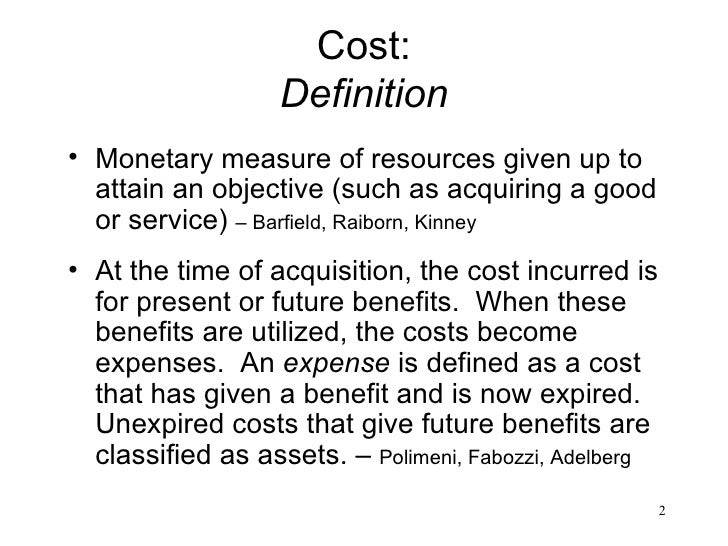 Cost terms & purposes