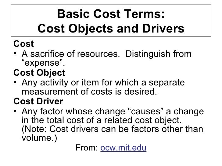 Cost terms & purposes