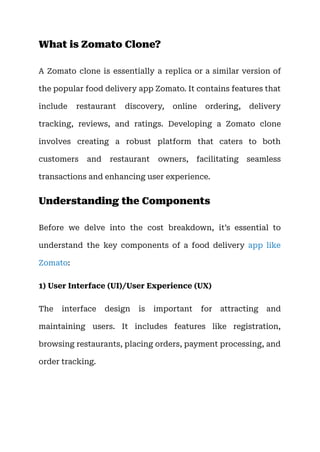 How much does it cost to develop a Zomato-like app | PDF