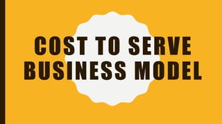 COST TO SERVE
BUSINESS MODEL
 