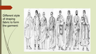 Different style
of draping
fabric to form
the garment:
 