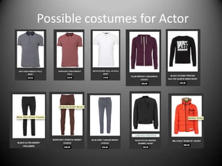 Possible costumes for Actor
 