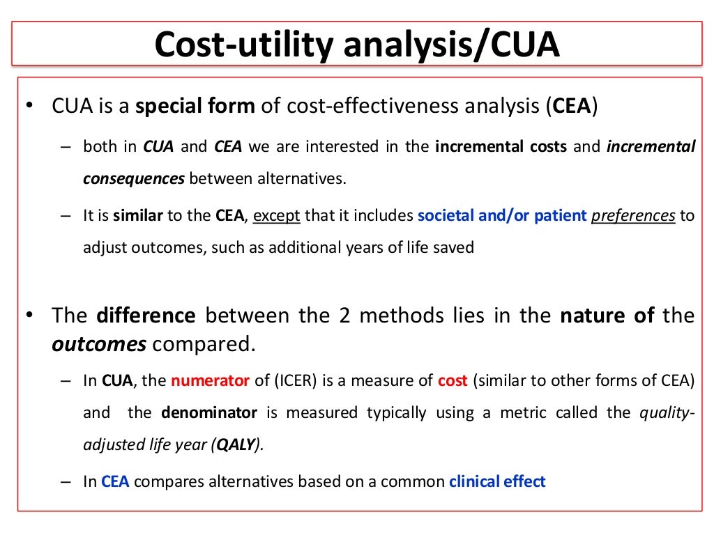 Pharmacoeconomics Cost utility analysis