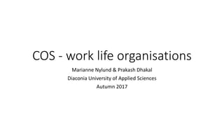 COS - work life organisations
Marianne Nylund & Prakash Dhakal
Diaconia University of Applied Sciences
Autumn 2017
 