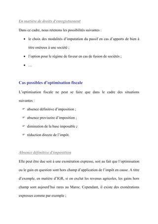 Coût Fiscal au Maroc et Optimisation fiscale