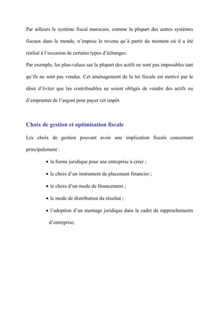 Coût Fiscal au Maroc et Optimisation fiscale