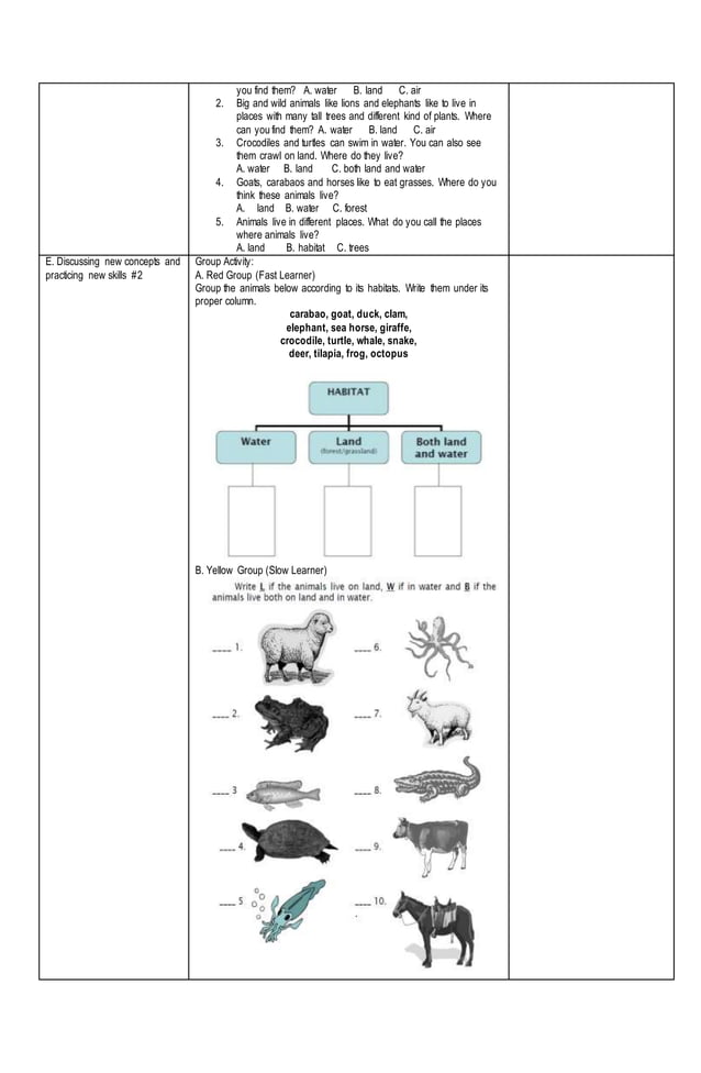 COT Lesson Plan Science 3 Animal's Habitat PDF