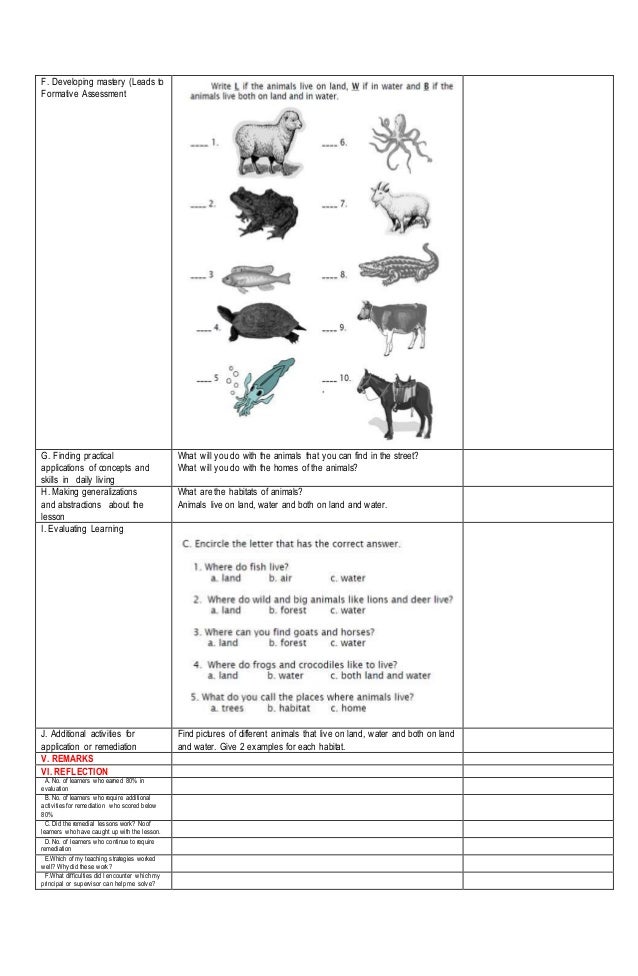 COT Lesson Plan Science 3 Animal's Habitat