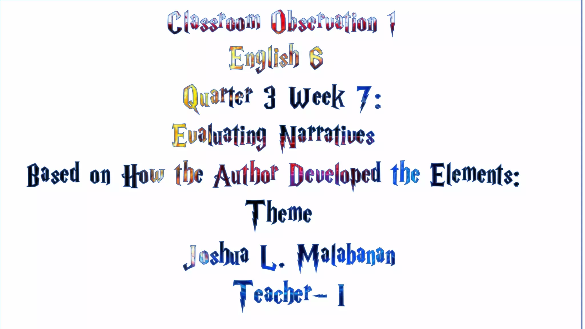 Thematic Concept and Thematic Statement PPTX