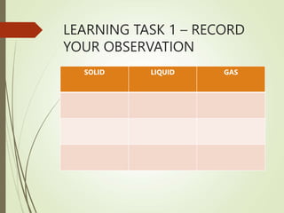 Initial Observation Example Solid CLASSROOM OBSERVATION 1ST QUARTER SCIENCE 8 BULIHAN INTEGRATED NATIONAL ...