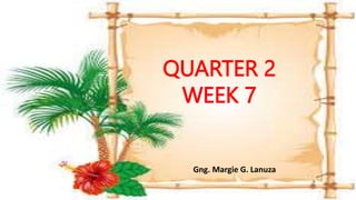 QUARTER 2
WEEK 7
Gng. Margie G. Lanuza
 