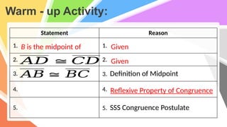 Proving Statements on Triangle Congruence | PPTX
