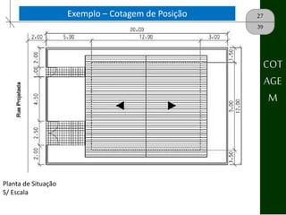 27Exemplo – Cotagem de Posição
39
Planta de Situação
S/ Escala
COT
AGE
M
 