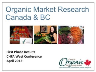 Organic Market Research
Canada & BC



First Phase Results
CHFA West Conference
April 2013
 