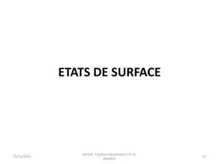 ETATS DE SURFACE
25/11/2021
ESTEM- Cotation-Ajustement / Pr. A.
AKHIATE
15
 