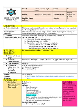 cot dara tnhs.docx detailed lesson plan in reading and writing | DOCX