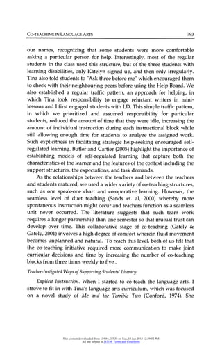 Coteaching in language arts tobin | PDF