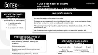 ALFABETIZACIONES
EMERGENTES Y
MÚLTIPLES
PROCESOS EDUCATIVOS EN
TORNO A RETOS
APRENDIZAJE
HABILIDADES
INTERPRESONALES
• Mod...