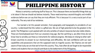 PHILIPPINE HISTORY
https://www.scribd.com/document/478068295/Essay-Phil-History
 