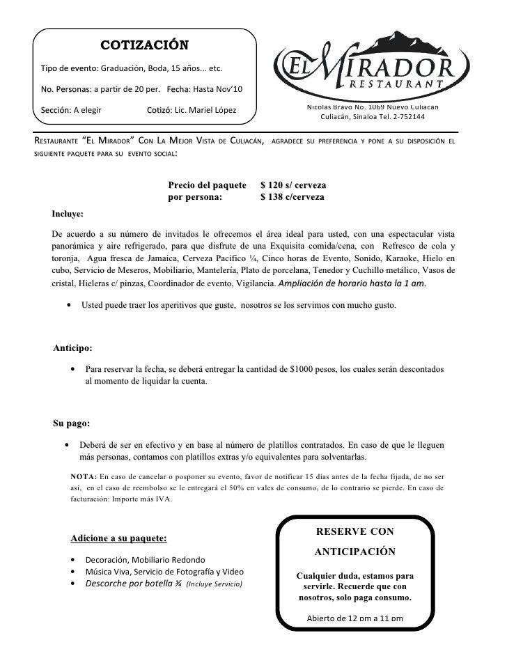 formato de cotizacion de servicio