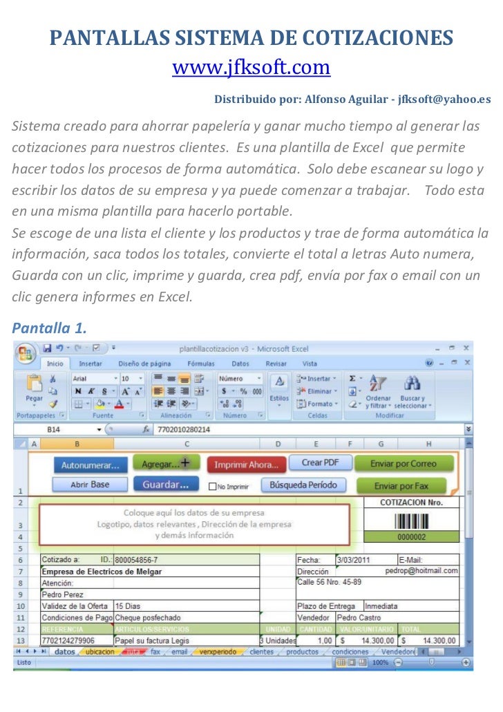 formato para cotizacion en excel