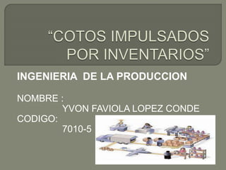INGENIERIA DE LA PRODUCCION
NOMBRE :
YVON FAVIOLA LOPEZ CONDE
CODIGO:
7010-5
 