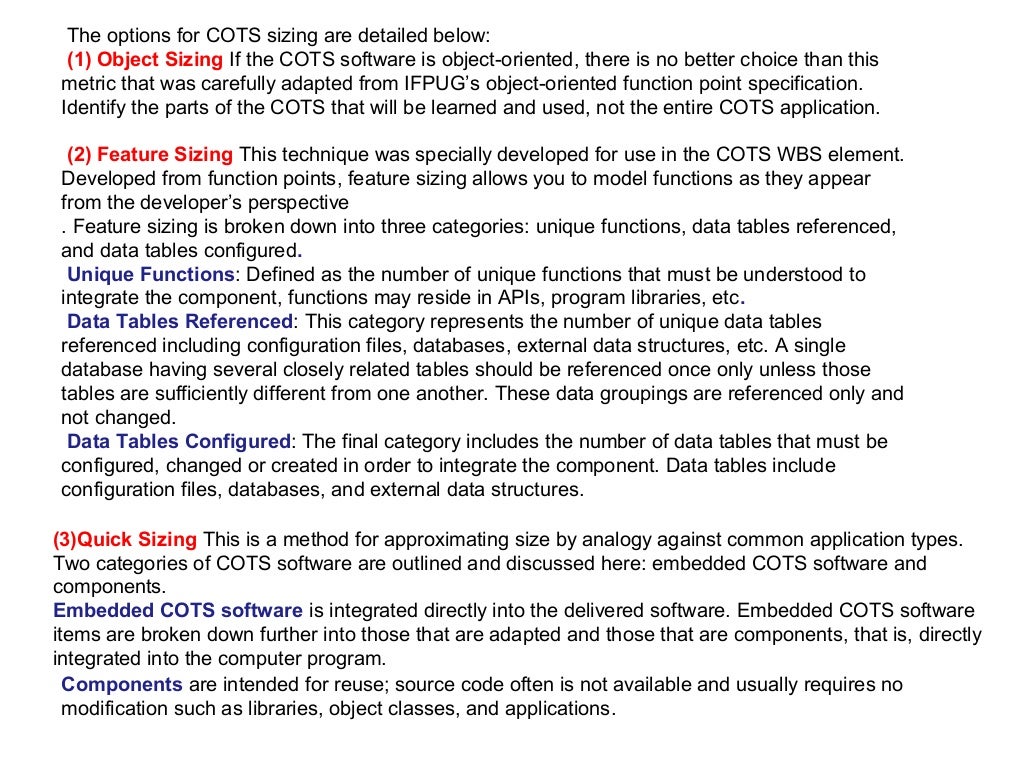 Cots integration