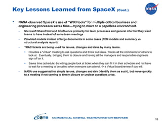 Nasa Lesson Learned Report.pdf COTS lessons learned_2013_nov13 | PDF