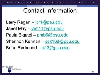 Active LearningThe instructor encourages students to interact with each other by assigning team tasks and projects, where appropriate. (r=.819)The instructor includes group/team assignments where appropriate. (r=.766) The instructor encourages students to share their knowledge and expertise with the learning community. (r=.721)The instructor encourages students to participate in discussion forums, where appropriate. (r=.682)The instructor provides opportunities for hands-on practice so that students can apply learned knowledge to the real-world. (r=.582)The instructor provides additional resources that encourage students to go deeper into the content of the course. (r=.574)The instructor encourages student-generated content as appropriate. (r=.531) The instructor facilitates learning activities that help students construct explanations/solutions. (r=.506)The instructor uses peer assessment in his/her assessment of student work, where appropriate. (r=.472) The instructor shows respect to students in his/her communications with them. (r=.427)8