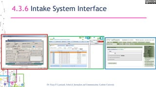 4.3.6 Intake System Interface
Dr Tracey P. Lauriault, School of Journalism and Communication, Carleton University
 