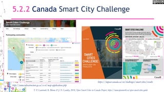 5.2.2 Canada Smart City Challenge
http://www.infrastructure.gc.ca/sc-vi/map-applications.php
https://impact.canada.ca/en/challenges/smart-cities/results
T. P. Lauriault, R. Bloom & J.-N. Landry, 2018, Open Smart Cities in Canada Project, https://www.opennorth.ca/open-smart-cities-guide
 