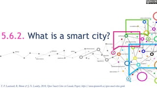 5.6.2. What is a smart city?
T. P. Lauriault, R. Bloom & J.-N. Landry, 2018, Open Smart Cities in Canada Project, https://www.opennorth.ca/open-smart-cities-guide
 