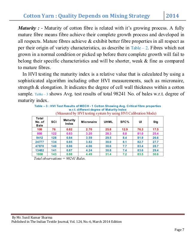 Cotton Yarn Quality Depends on Mixing Strategy