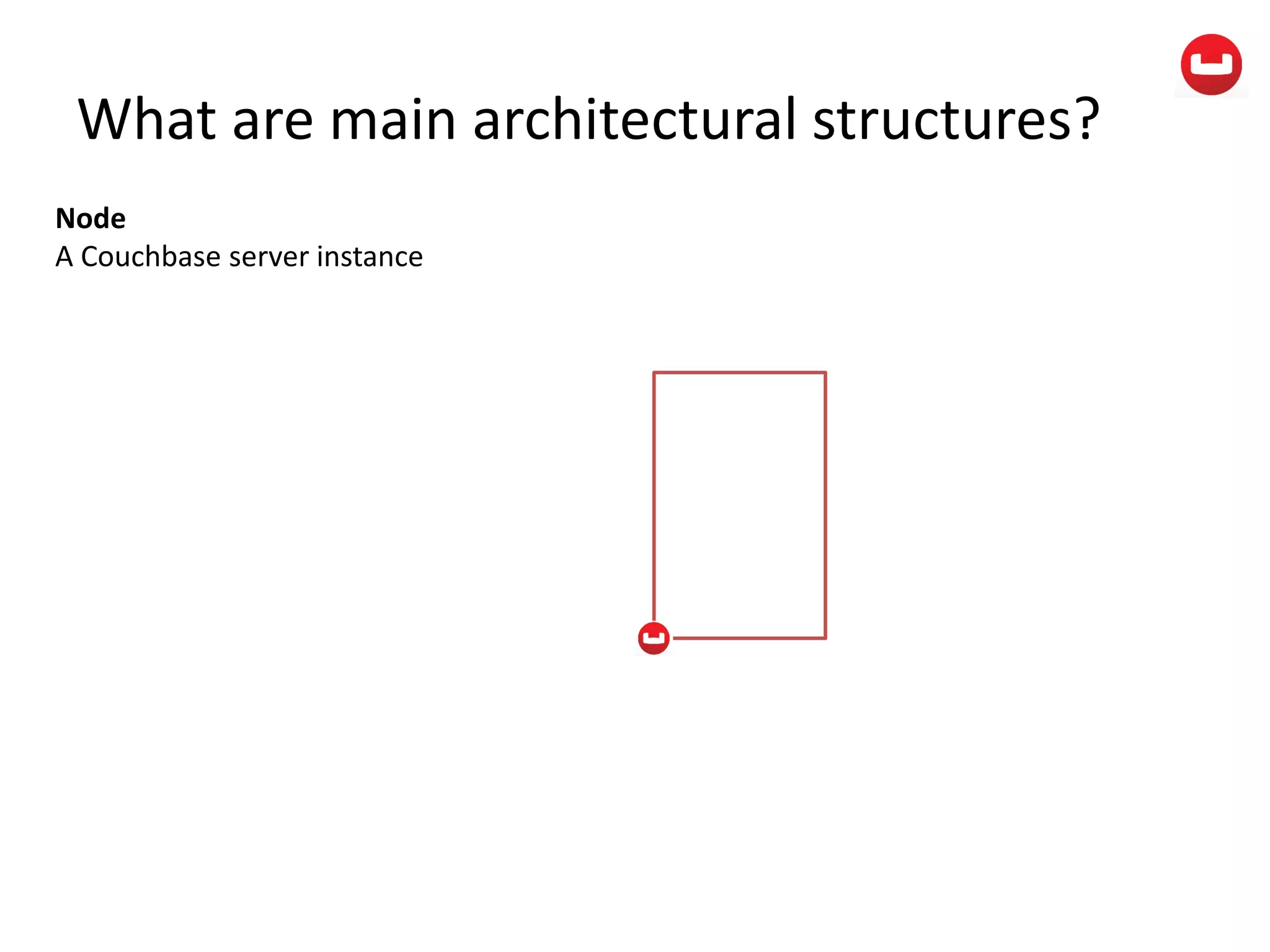 What are main architectural structures?
Node
A Couchbase server instance
 