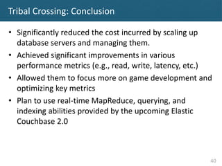 Tribal Crossing: Conclusion

• Significantly reduced the cost incurred by scaling up
  database servers and managing them....