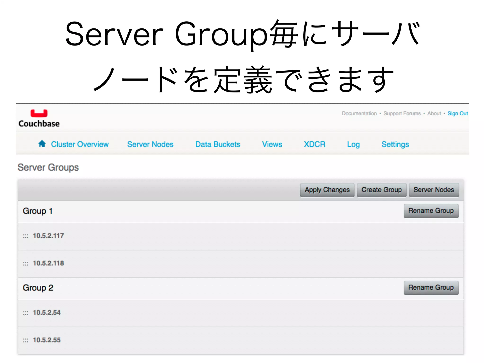 Server Group毎にサーバ
ノードを定義できます

 