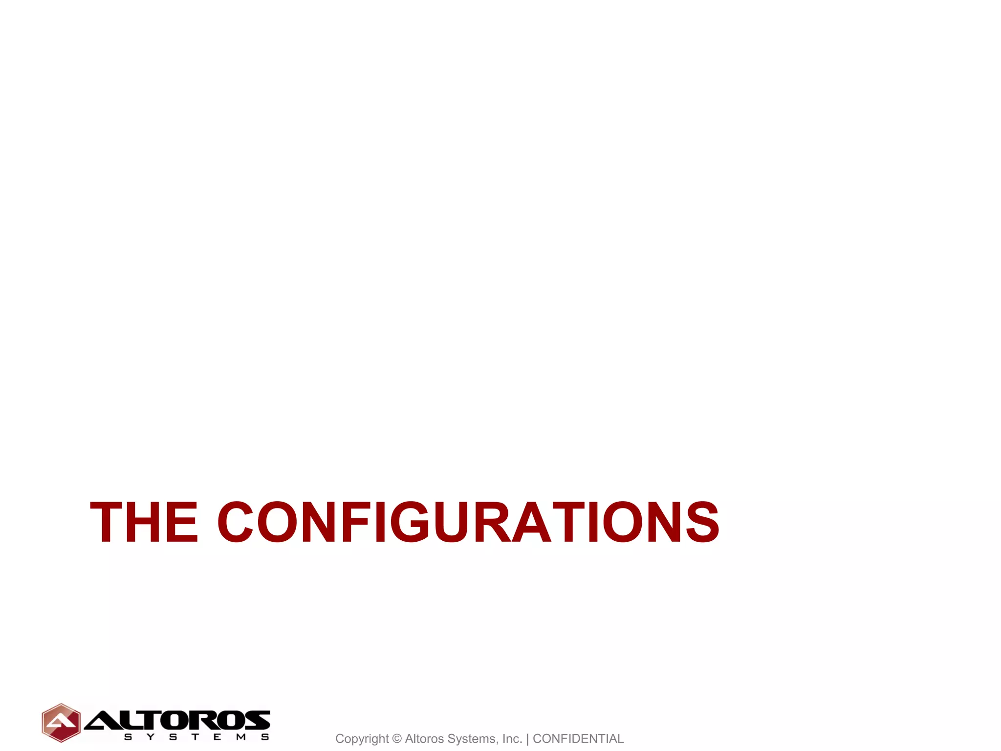 THE CONFIGURATIONS


                                                          14
       Copyright © Altoros Systems, Inc. | CONFIDENTIAL
 