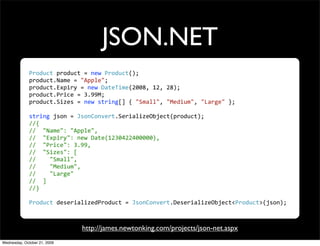 CouchDB
Document Oriented Database
 JSON documents
HTTP protocol using REST operations
 No direct native language drivers *
 Javascript is the lingua franca
ACID & MVCC guarantees on a per-
document basis
Map-Reduce indexing and views
Back-ups and replication are easy-peasy
                       * Hovercraft: http://github.com/jchris/hovercraft/
 