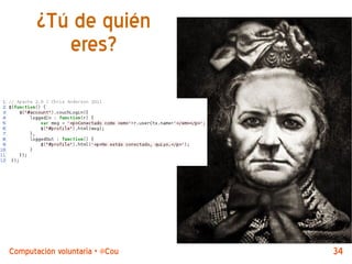 ¿Tú de quién
          eres?




Computación voluntaria + @CouchDB by @jjmerelo   34
 