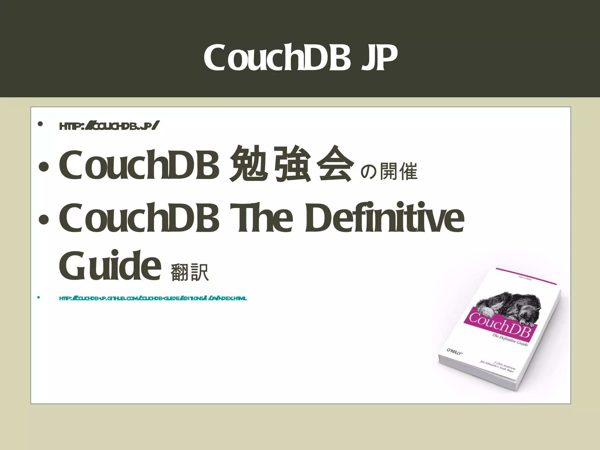 CouchDB JP Developers Dummit LT