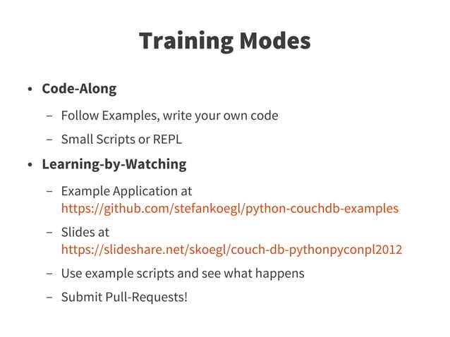 Python-CouchDB Training at PyCon PL 2012 | PPT