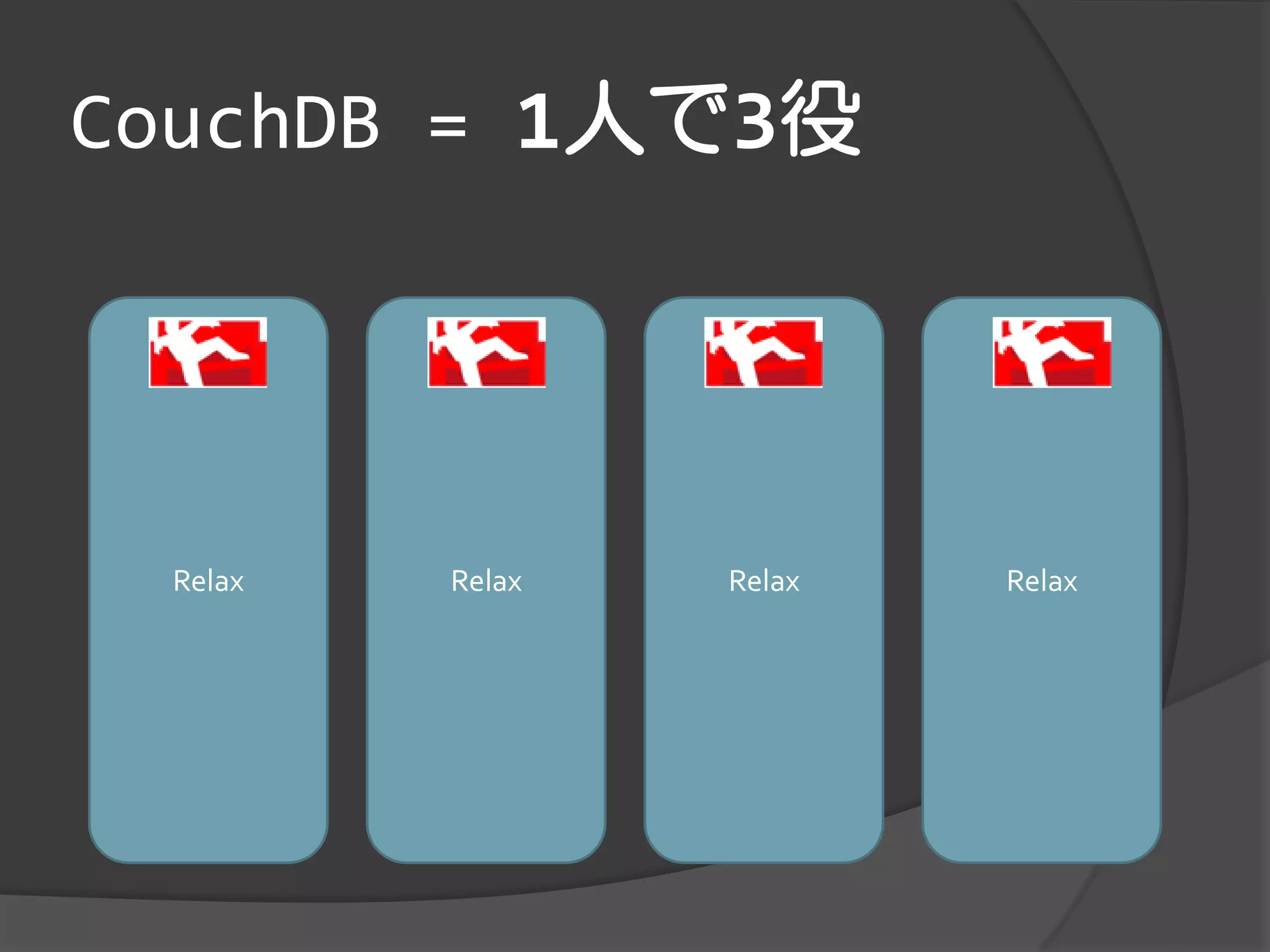 CouchDB = 1人で3役




 Relax   Relax   Relax   Relax
 