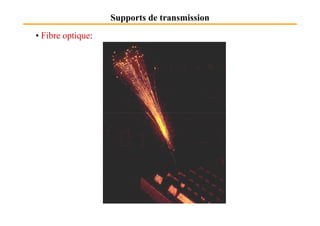 Supports de transmission
• Fibre optique:
 
