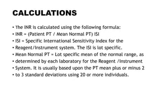 Inr Instruments COUGULATION PROFILE is group of blood t | PDF