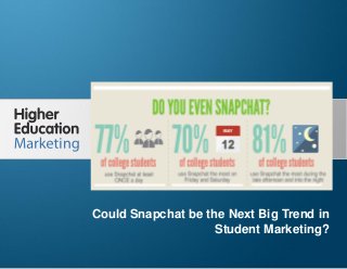 Could Snapchat be the Next Big Trend in Student
Marketing?
Slide 1
Could Snapchat be the Next Big Trend in
Student Marketing?
 