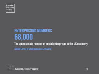 ENTERPRISING NUMBERS
68,000
The approximate number of social enterprises in the UK economy.
Annual Survey of Small Busines...
