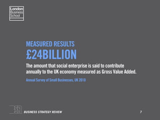 MEASURED RESULTS
 £24BILLION
 The amount that social enterprise is said to contribute
 annually to the UK economy measured...