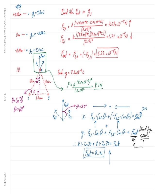 Coulomb&rsquo;s law problems